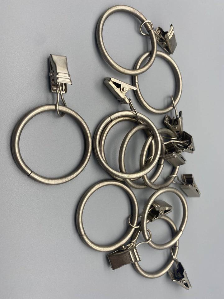Curtain Rod Rings With Pincer Clip - To Fit Rods 30mm - Various Colours - Pack of 10 - Parts4Blinds
