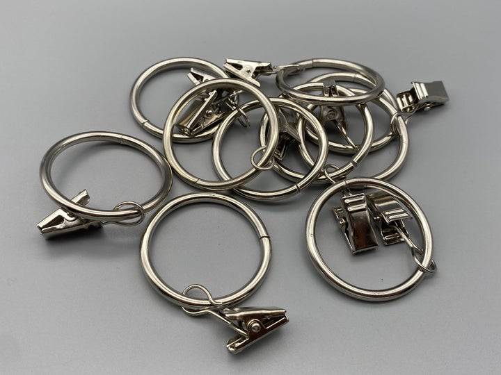Curtain Rod Rings With Pincer Clip - To Fit Rods 30mm - Various Colours - Pack of 10 - Parts4Blinds
