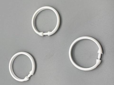 White Shower Rings - Clip Type Shower Pole Rings - Pack of 10 - Parts4Blinds